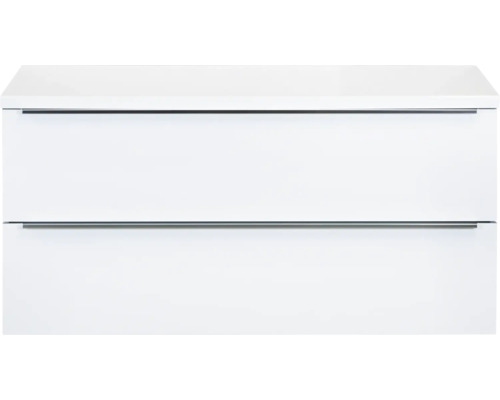 Waschbeckenunterschrank Sanox Pulse 58,6x120x50 cm mit Waschtischplatte weiß glänzend