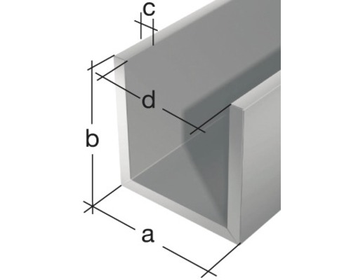 Aluminium U-Profil mit Maßangaben