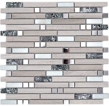 Mosaikfliese mit Glas-, Stein- und Metallelementen