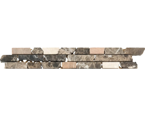 Naturstein Fliesenbordüre 4,9x30,5 cm braun schwarz Mosaikfliese aus Naturstein