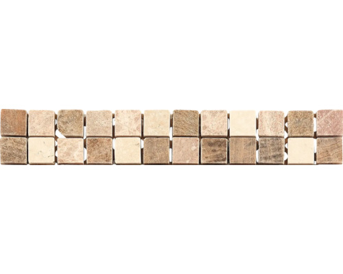 Naturstein Fliesenbordüre Quadrat 4,9x30,5 cm braun Mosaikfliese aus Naturstein
