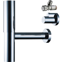 Siphon, Eckventil und Wandrosette aus Metall