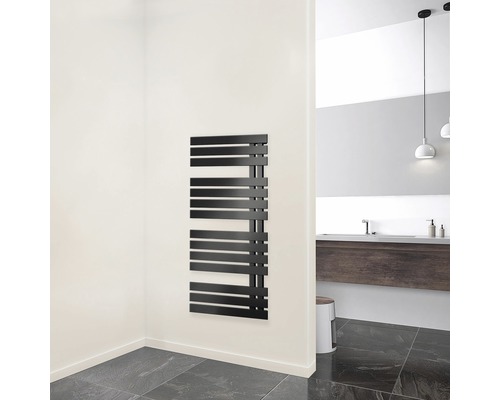 Designheizkörper Schulte Breda 1060X500 mm anthrazit Badezimmer mit Handtuchwärmer in horizontalem Design