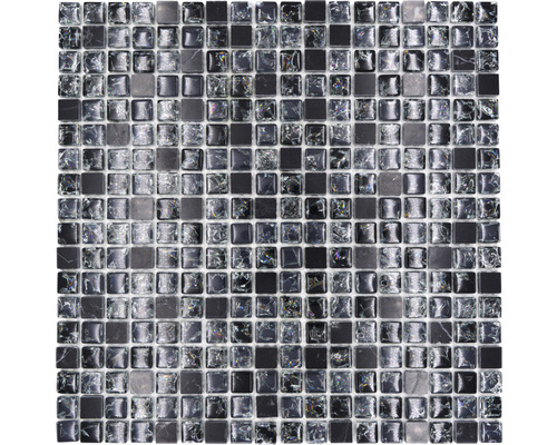 Glasmosaik mit Naturstein XIC 1028 30,5x30,5 cm schwarz Mosaikfliesen aus Glas und Naturstein