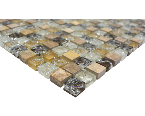 Mosaikfliese aus Glas und Naturstein
