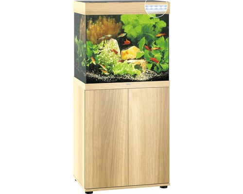 Aquariumkombination mit Unterschrank, bepflanzt und mit Fischen besetzt