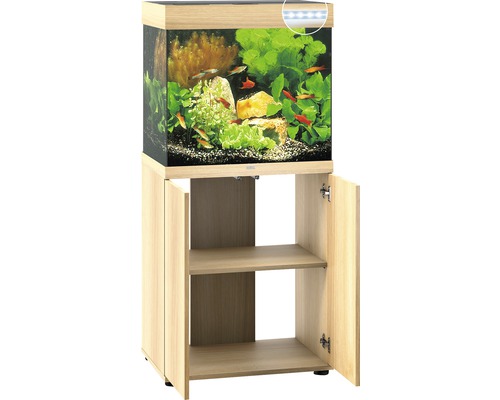 Aquarium mit Unterschrank und Fischen sowie Pflanzen