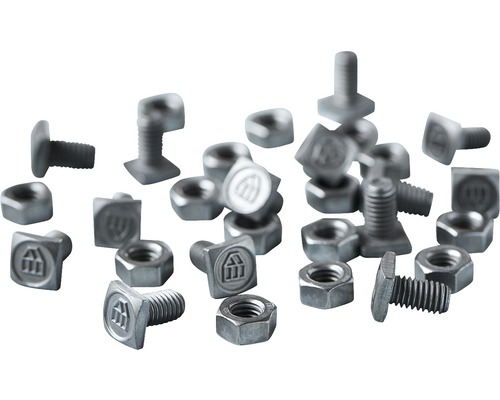 Schrauben und Muttern mit Herstellerlogo