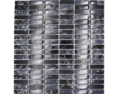 Glasmosaik mit Naturstein Crystal XIC S1228 32,2x31,0 cm schwarz