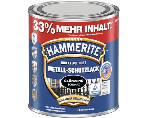 Metall-Schutzlack HAMMERITE glänzend 1 l schwarz