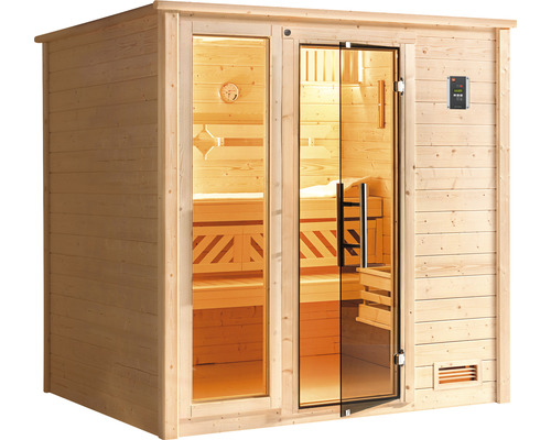 Holzsauna mit Glastür