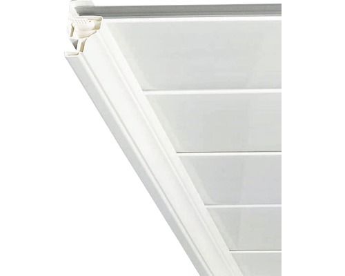 Hohlkehlleiste Kunststoff weiß für Paneelstärke 8-10 mm 46x25x2600 mm Detailansicht eines weißen Kunststoff-Garagentors