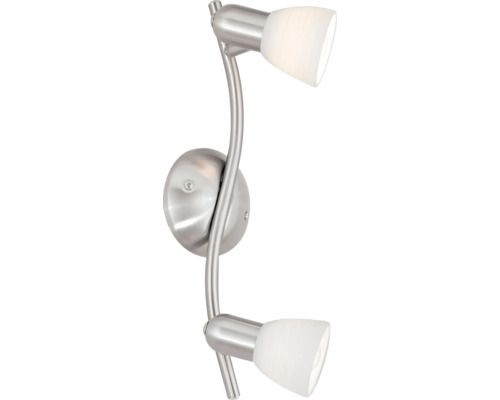 Wandleuchte mit zwei Lampen aus Metall und Glas