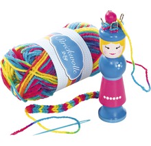 Strickwolle mit Strickliesel und Stricknadel