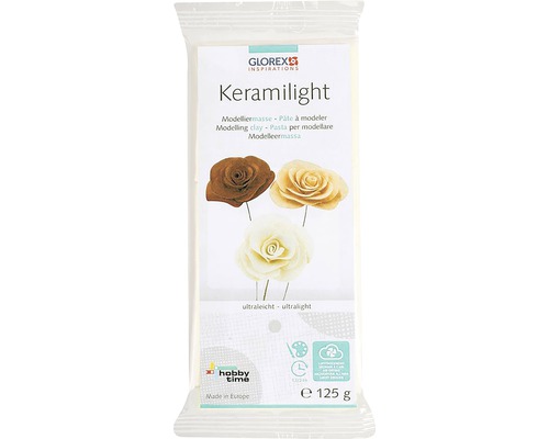 Keramilight Modelliermasse gebrauchsfertig ultraleicht lufthärtend weiß 125 g Glorex Keramilight Modelliermasse, 125 Gramm