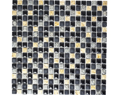 Natursteinmosaik Quadrat XRS S3K 30,0x30,0 cm schwarz kupfer