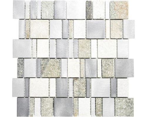 Natursteinmosaik XSA 515 30,0x30,0 cm silber grau