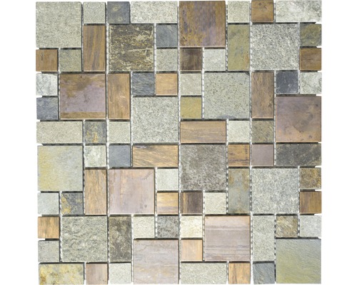 Natursteinmosaik XSA 595 30,0x30,0 cm kupfer mix Mosaikfliese aus Naturstein