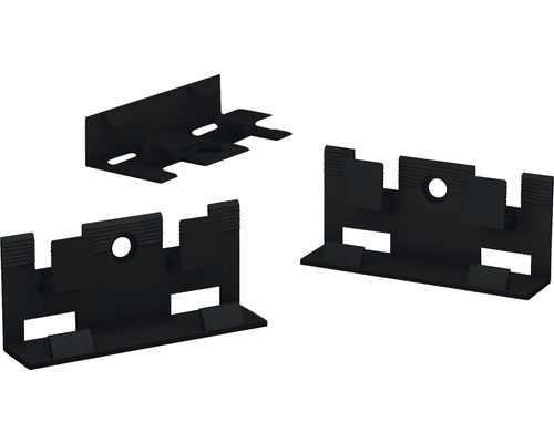 Prinz Befestigungsclips Kunststoff schwarz für MDF-Sockelleiste 18x58 mm (30 Stück) Drei schwarze Befestigungswinkel aus Kunststoff