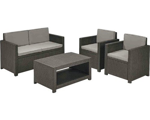 Gartentisch ALLIBERT Loungeset Monaco, graphit 2x Sessel, 1x Bank, 1x , inklusive Sitz- und Rückenkissen Gartentisch ALLIBERT Loungeset Monaco, graphit 2x Sessel, 1x Bank, 1x , inklusive Sitz- und Rückenkissen