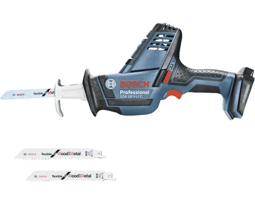Bosch GSA 18 V-LI C Akku-Säbelsäge mit Sägeblättern für Holz und Metall