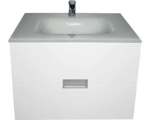 Waschbeckenunterschrank Sanotechnik Rave 90 Glas 90x54x52 cm mit Glaswaschbecken weiß