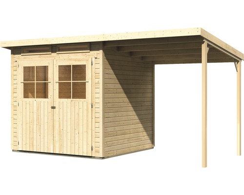 Gartenhaus mit Doppeltür und Anbau