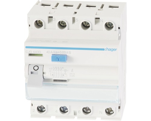 Fehlerstrom Schutzschalter CJG440D 40/4/003 Hager Fehlerstromschutzschalter 40 Ampere