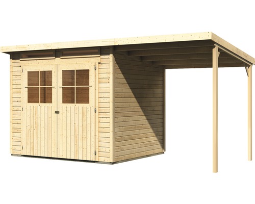 Holzgartenhaus mit Doppeltür und Vordach