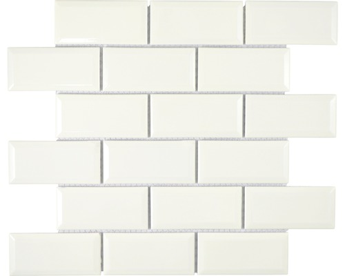 Keramikmosaik Metro uni 29,1x29,55 cm beige glänzend Mosaikfliese im rechteckigen Format für Wandverkleidung