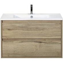 Waschtischunterschrank mit zwei Schubladen und Keramikwaschbecken