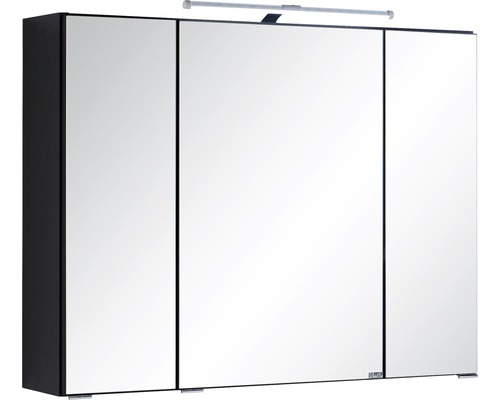 LED-Spiegelschrank Held Möbel 3-türig 80x66 cm dunkelgrau