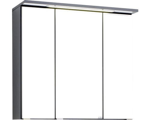 LED-Spiegelschrank Held Möbel 3-türig 70x66 cm grau