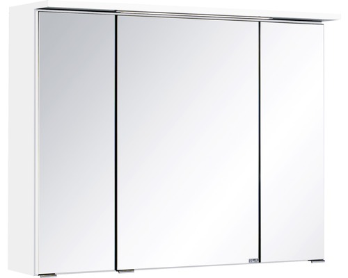 LED-Spiegelschrank Held Möbel 3-türig 80x66 cm weiß hochglanz
