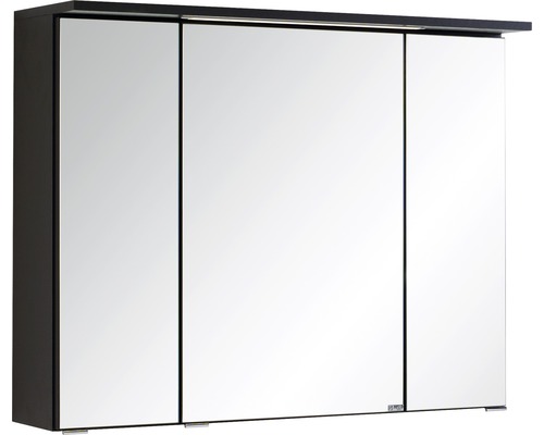 LED-Spiegelschrank Held Möbel 3-türig 80x66 cm grau