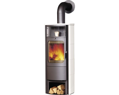 Kaminofen Hark Opera-B Grande Keramik weiß 5 kW mit Holzfach und Wärmefach