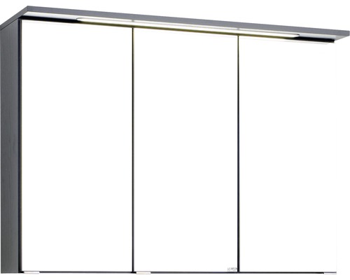 LED-Spiegelschrank Held Möbel 3-türig 90x66 cm dunkelgrau 012.1.0042