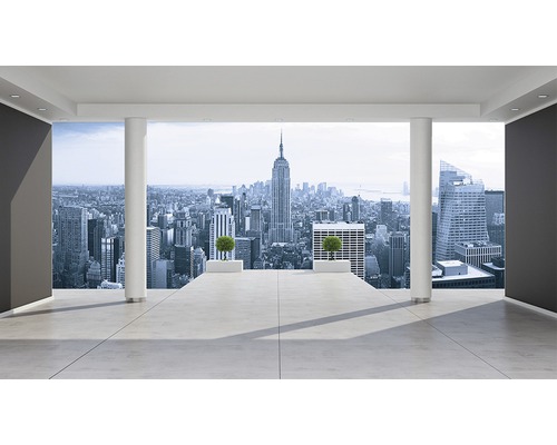 Fototapete Papier 1323 P4 New York City Skyline 2-tlg. 254 x 184 cm Heller Raum mit Blick auf eine Stadt Tapete