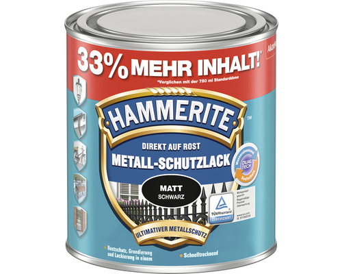 Metallschutzlack Hammerite schwarz matt 1 l