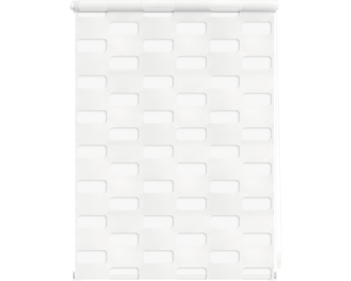 Weißes Rollo mit rechteckigem Muster zur Fensterdekoration
