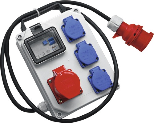 Baustellenverteiler mit CEE Stecker und Steckdosen