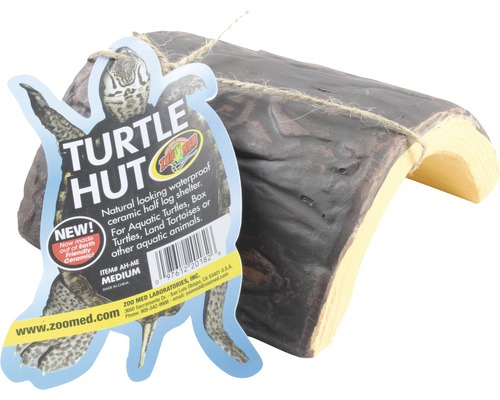 Höhle ZOO MED Turtle Hut Kunstharz 12x12x5,7 cm Schildkrötenhütte aus Keramik, Halbstamm-Design für Aquarien und Terrarien