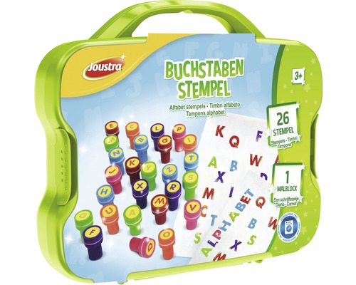Buchstaben Stempel Set von Joustra in einer grünen Kunststoffbox