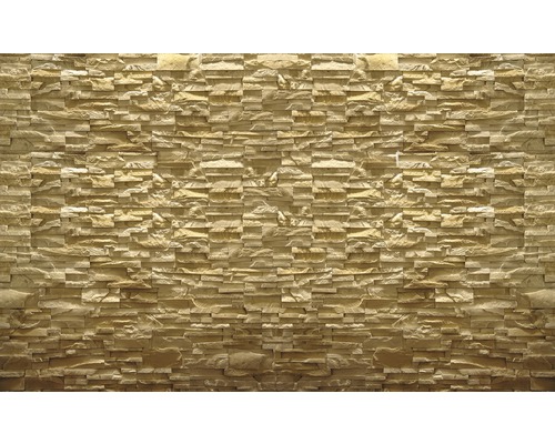 Fototapete Papier 1931 P4 Steinwand hellbraun 2-tlg. 254 x 184 cm Wandverkleidung aus Naturstein in unregelmäßiger Anordnung.