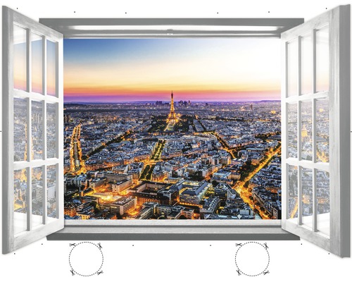 Fototapete Vlies Fenster mit Paris 201x145 cm