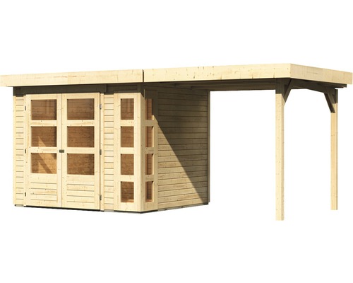 Holzgartenhaus mit Doppeltür und Vordach