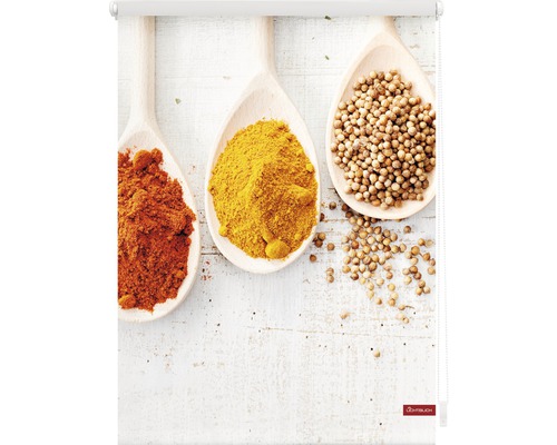 Rollo mit Motiv von Gewürzen in Holzlöffeln