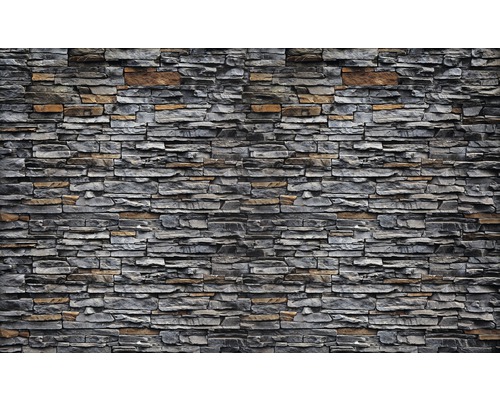 Fototapete Papier 2197 P4 Steinwand grau braun 2-tlg. 254 x 184 cm Steinwand mit horizontal verlegten Steinen