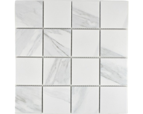 Keramikmosaik Carrara CIM Q73 CR 30,6x30,6 cm weiß Mosaikfliese aus Marmor für Wand und Boden