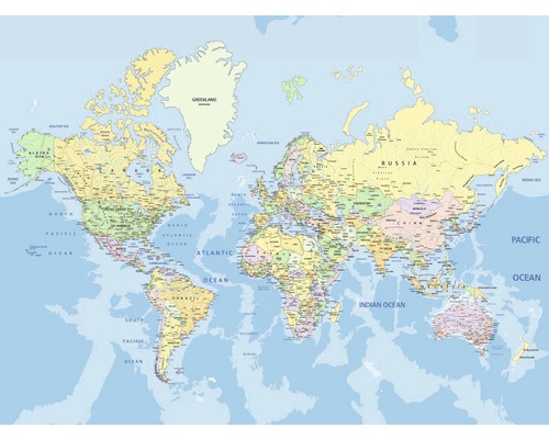 Fototapete Papier 97072 World map 7-tlg. 350 x 260 cm